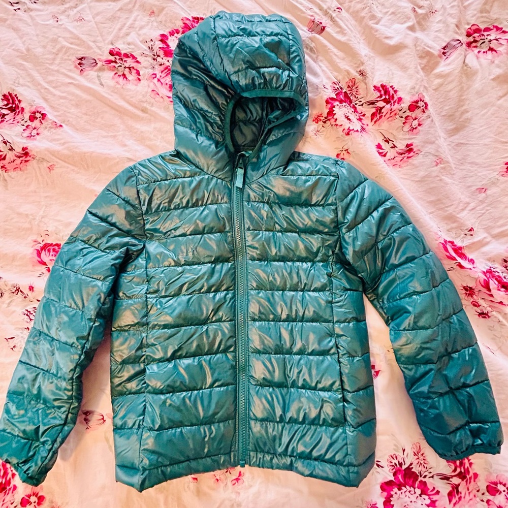Primary Lightweight Puffer Jacket Teal kids 6-7